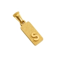 Gold rectangular pendant with matte finish and polished letter S in titanium steel - S-Single Pendant