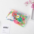 Elastic hair ties for girls in bright neon colors inside a floral zip-lock bag - 3cm Ribbed Bright Colors