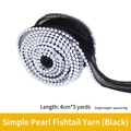 4cm black fishtail yarn ribbon with pearl trim for floral gift bouquet wrapping - Black