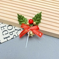 Detailed Christmas cake topper with holly leaves, red berry, gold bell and Merry Christmas ribbon - Leaves-2004