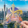 Calamita da frigo in metallo con la Canton Tower di Guangzhou e design in smalto - Calamita da Frigo Canton Tower