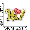 Patch ricamato Hi! di paillettes con dimensioni 7,4x4,8cm su sfondo bianco - 13# Hi! Lettera