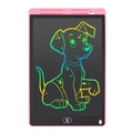 Pink LCD writing tablet for kids featuring a colorful gradient cartoon dog drawing - 12 Inch K-Model / Light Pink