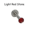 Stainless steel labret stud featuring a round light red synthetic stone inlay - Light Red Zircon