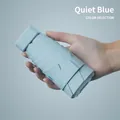 Mini paraguas plegable azul sereno para mujer con protección solar de vinilo negro - Parasol + Funda de tela / Azul Sereno