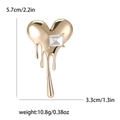Spilla a cuore fluido dorato con strass quadrato e design in metallo liquido fuso - Oro