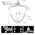 Dettagli set gioielli sposa con macro su strass e perle della corona e collana - Argento SET-J035S
