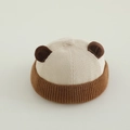 Dettaglio delle orecchie di peluche e del bordo in maglia su un berretto in velluto - 50-52cm (2-4 anni) / Bianco Sporco