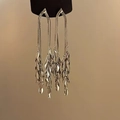 Elegant silver wheat ear tassel drop earrings for women with luxurious metallic luster - Long Wheat Ear Tassel / Silver (Silver Earring Post)