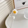White flower straw cover for 10mm Stanley straws with yellow center floral design - Fried Egg / 10mm-Individual Package