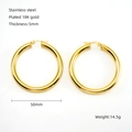Orecchini a cerchio in acciaio placcato oro 18K, spessore 5mm e diametro 50mm - Grande