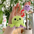 Reversible octopus plush keychain in light green and purple showing flip design - Green to Purple - Normal Chain