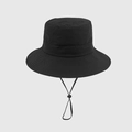 Quick-dry black sun bucket hat with adjustable chin strap for outdoor sun protection - M(56-58cm) / Black