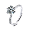 Luxurious silver ring featuring a large round zircon and six-prong setting on a paved band - J0309-Six-Prong Pave Band