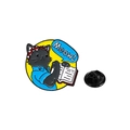 Strong black cat enamel pin with Meow text and rubber clutch backing accessory - Black Cat Meow! Style (CZ0797-3)