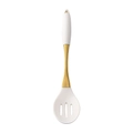 White and gold silicone slotted spoon with stainless steel handle for kitchen cooking - Small Skimmer / White
