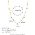 Detailed size chart of the 18K gold-plated stainless steel chain necklace with measurements - Exquisite Disc Pendant Style (Gold-15)