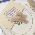 Cute beige plush claw clip for women made of soft faux fur for autumn and winter hairstyles - S / Khaki