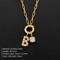 14K vergulde roestvrijstalen ketting met parel letter B en kristallen hanger - Letter B / Goud