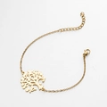 Detailed close-up of a golden tree of life charm on a minimalist O-chain bracelet - Large Tree / Gold
