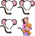 Three-piece brown plush monkey ears headband and tail set for kids role play - Pink Patch Tail 2-Piece Set