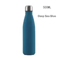 500ml deep sea blue insulated water bottle with matte finish and silver cap - Deep Sea Blue