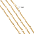 18K gold plated stainless steel 15mm bar link chain for minimalist jewelry making - G1-15mm Bar