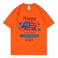 Orange Independent Day cotton T-shirt featuring a heart American flag graphic print - XS / Orange 4th July Heart Style