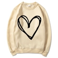 Aprikosenfarbenes langärmliges Damen-Sweatshirt mit schwarzem handgezeichnetem Herz - Khaki