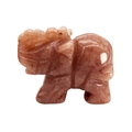 Polished natural pink stone elephant figurine with unique speckled mineral textures - Strawberry Quartz / 1.5 Inches