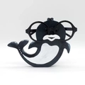 Creative dolphin shaped wooden glasses holder stand in black and white finish - Dolphin