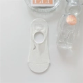 Detail of white cotton low-cut sock with delicate silver crescent moon embroidery - One Size / Moon Embroidery