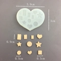 Detailed heart silicone mold showing DIY miniature resin biscuit dimensions and textures - Mini 10-Cavity Star Heart Square