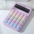 Mechanical calculator with macaron purple body and colorful round keys for office use - 822max Lilac Purple Silent
