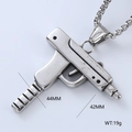 Uzi gun shape stainless steel pendant necklace with 44mm by 42mm size measurements - Gun Shape Pendant (Style 20)