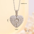 Silver color opening heart wing pendant necklace with cubic zirconia and pave setting details - Main Stone Pavé Heart / Silver