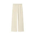 Detail of cream high-waisted wide-leg trousers with elastic waistband and soft knit texture - S / Cream Pants