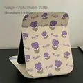 Extra large purple tulip pattern PU leather foldable desktop makeup mirror 18x25cm - Tulip Purple Extra Large