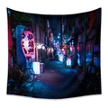 Bohemian tapestry featuring a Japanese night street scene with neon signs and urban vibes - 73X95CM (Cross-border Brushed) / PK202143-4 (Japanese Street Alley)