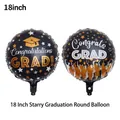 Set of two 18-inch black and gold graduation foil balloons with star patterns - 18 Inch Starry Graduation Round Balloon