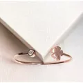 Elegant rose gold clover and crystal open bangle bracelet in polished stainless steel - Clover and Round Zirconia Inlaid (3#) / Rose Gold