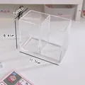 Double slot transparent acrylic stationery holder with 11.7x9.4x6.2cm dimensions - 2 Tiers / Clear