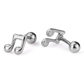Minimalist silver music note stud earrings in polished stainless steel with screw back - Musical Note Style (GE1012) / Steel