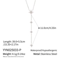 Dettaglio della collana a Y in acciaio argento con indicazione di lunghezza e peso esatti - Stile Stella a Otto Punte Argentata (YYN025033-P)