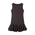 Dunkelbraunes ärmelloses Kleid mit gestuftem Rüschensaum und minimalistischem Rundhals - S / Kaffeebraun