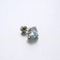 Silver dragon claw stud earring with a round light blue zircon and screw back - Light Sea Blue