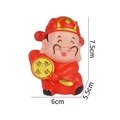 Cute Caishen deity cake topper figurine holding gold coin with dimensions 7.5x6x5.5cm - Plastic God of Wealth Style 1