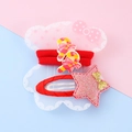 Kids Christmas hair clip set with red candy hair ties and pink sequin star hairpin - Candy Hair Tie and Star Hair Clip (3#)