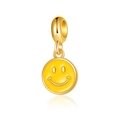 Charming golden smiley face charm pendant with yellow enamel for DIY jewelry making - Yellow Gold Smiley Face