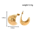 Minimalist flower-shaped C-style gold stainless steel earrings with textured finish - Gold Textured Style (ER-1479)
